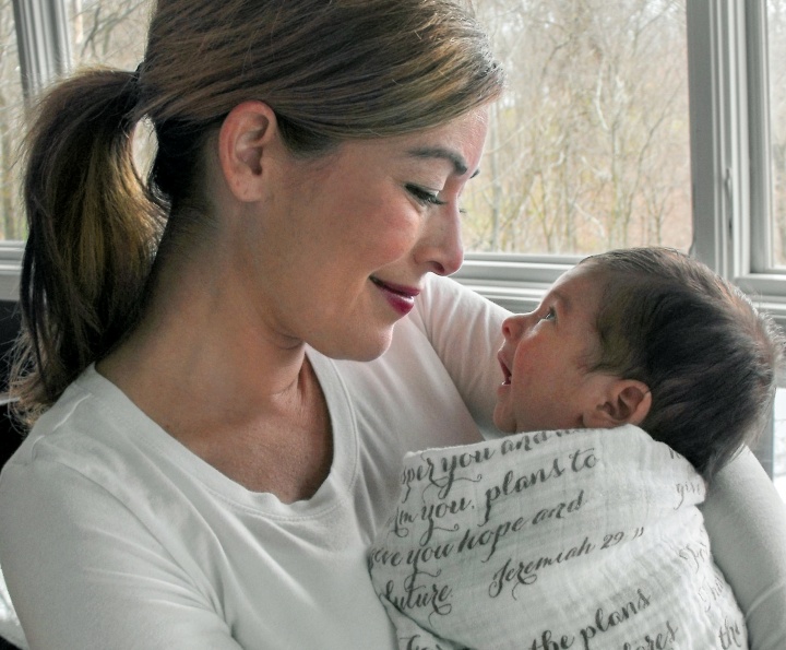 The author's daughter and grandson.