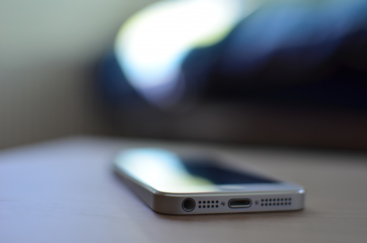 Smartphone laying on a table.