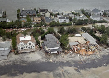 Aerial image of the damage by Hurricane Sandy.