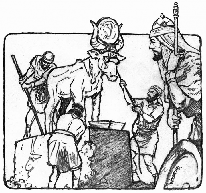 Illustration of Josiah tearing down the idols in Jerusalem, Judah and Israel.