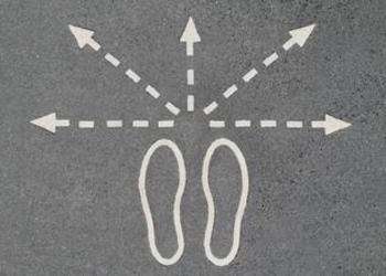 footprints with arrows