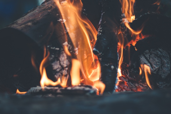 Upclose photo of a flame of fire for burning wood.