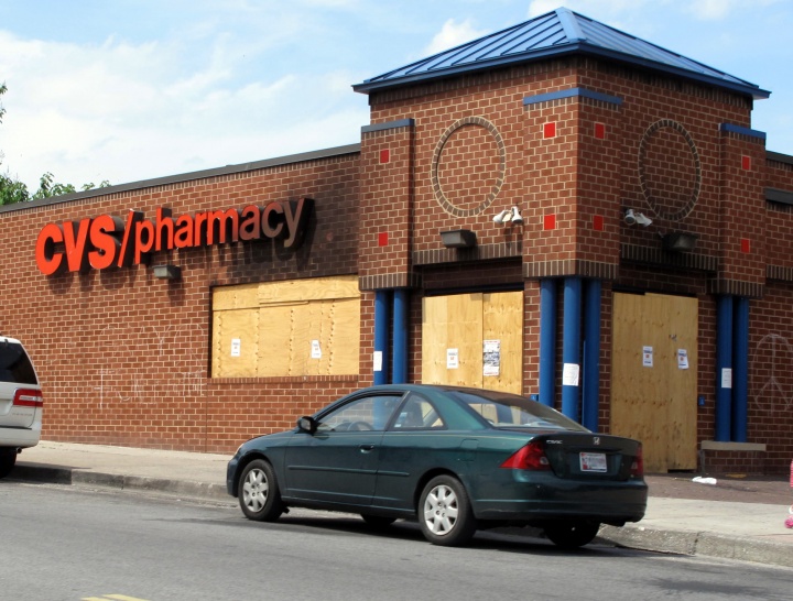 A looted CVS store in Baltimore.