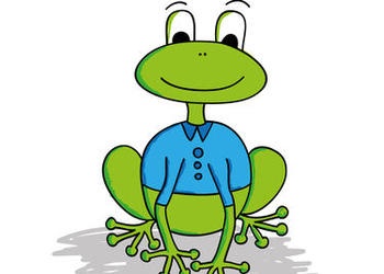 cartoon frog wearing clothes