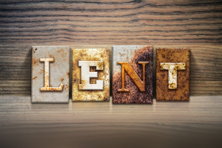 A block letter sign that spells out the word "Lent".