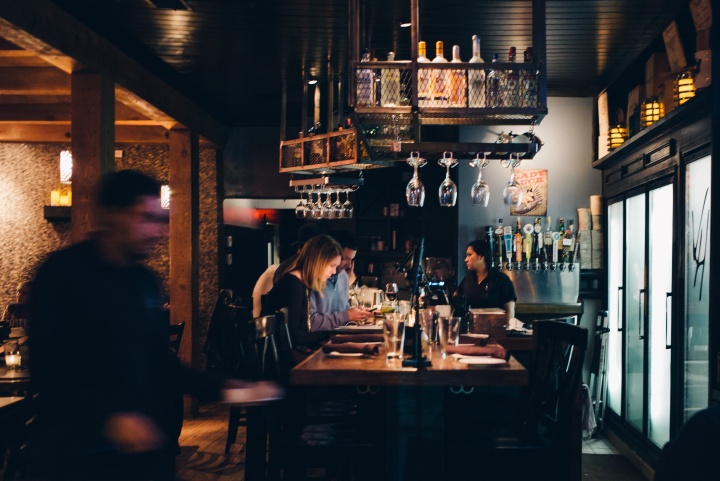 A bar in a restaurant.