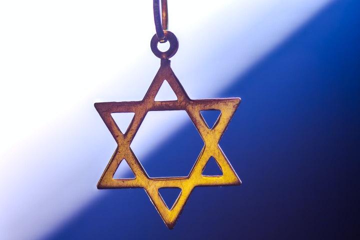A star of David on a chain.