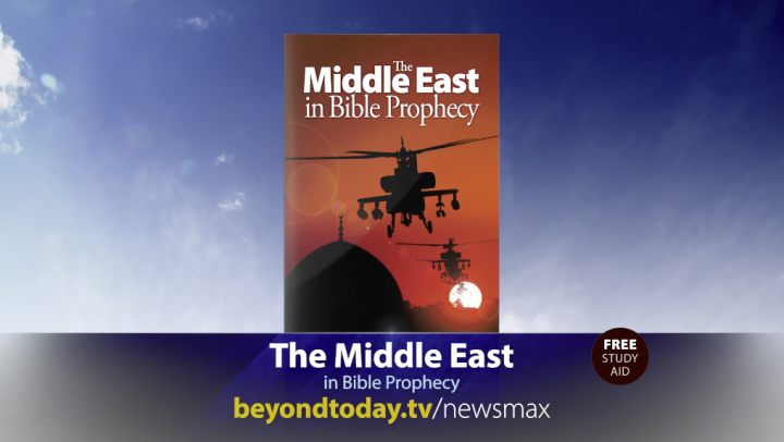 One of the two booklets featured on the 2-minute Newsmax programs is, "The Middle East in Bible Prophecy."