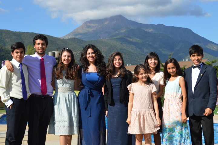 Some of the youth in Chile with a scenic backdrop. 