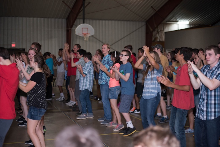 Campers enjoying the first dance at Camp Pinecrest. 