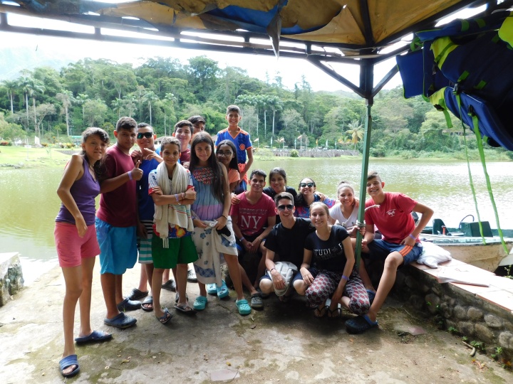 Campers and staff during boating activity at Columbia camp.