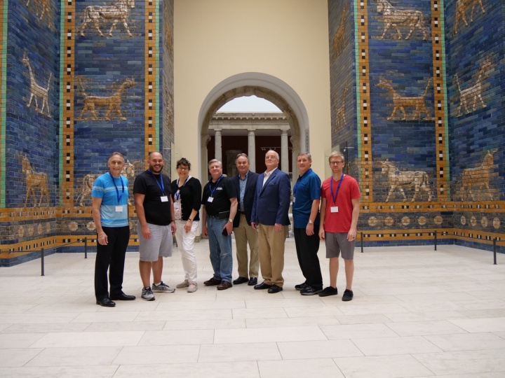 From left to right: Steve Myers, Rudy Rangel, Jesmina Allaoua, Peter Eddington, Darris McNeely, Paul Kieffer, Gary Petty and Jamie Schreiber. Pictured is the crew who took part in this project. They are seen at the Ishtar Gate Exhibit at the Pergamon Muse
