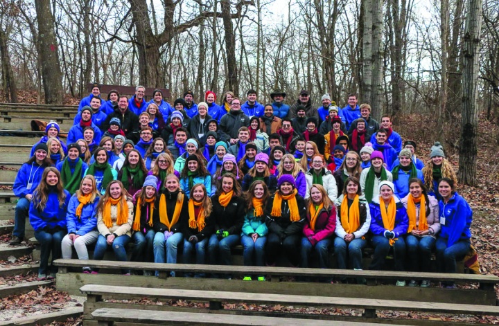 Campers and staff pose at Winter Camp in East Troy, Wisconsin. 