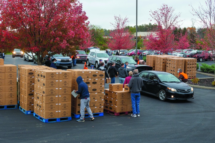 More than 60 people volunteered to assist directing traffic, loading cars and restocking boxes.