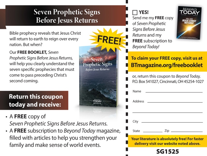 This is a graphic of the newspaper ad for "Seven Signs Before Jesus Returns."