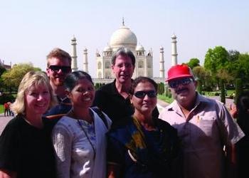 the schreibers with george and shobha samuel from agra, india, and sara mandora