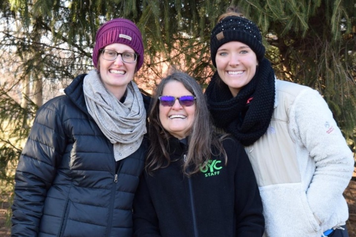 Whitney Creech, Barbara Welch and Courtney Horvath on staff at Winter Camp (photo by Jennifer Phelps).