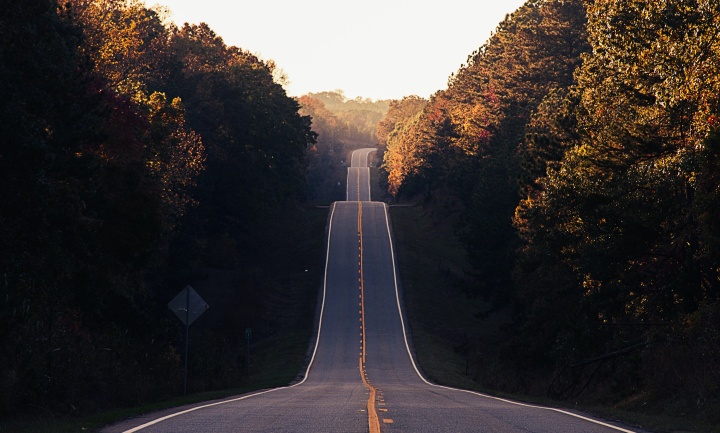 Photo of a long road going into the distance with many large bumps.