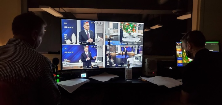 In the control room, recording Beyond Today on March 3, 2021.