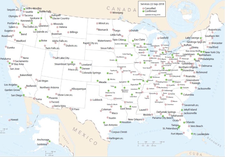 Map showing UCG Sabbath Service locations before the Feast of Taberacles