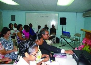 The congregation in Trindad at Sabbath services.