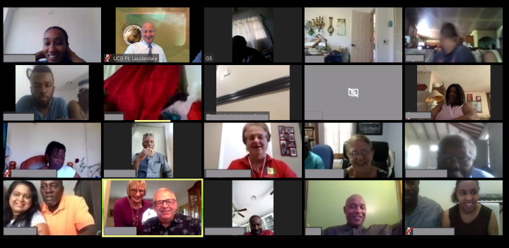 A picture of many brethren who connected to last week's Sabbath service via the web.