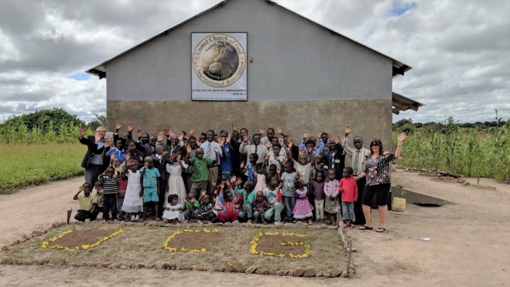 The new Mufumbwe church building and congregation on our visit, April 22, 2018.