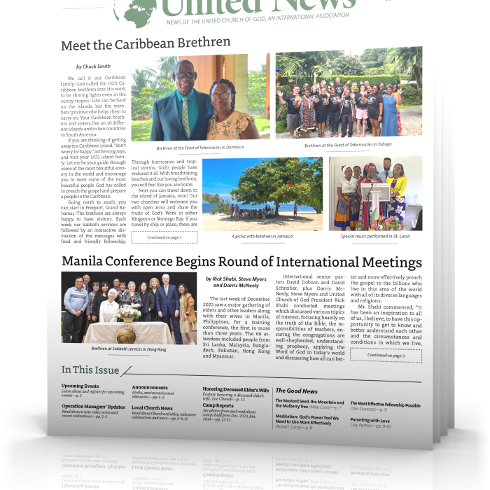 Tilted cover of March - April United News 2024