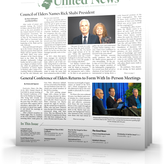 Tilted cover of July - August United News 2022
