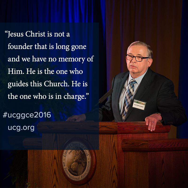 Victor Kubik delivers his president's address at the 2016 meeting of the General Conference of Elders. Victor Kubik delivers his president's address at the 2016 meeting of the General Conference of Elders.