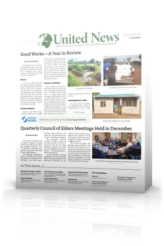 UN January - February 2024 Tilted cover of January - February United News 2024