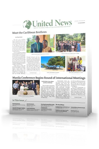 Tilted cover of March - April United News 2024
