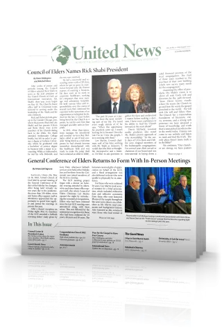 Tilted cover of July - August United News 2022