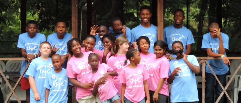 Campers and staff in the Caribbean