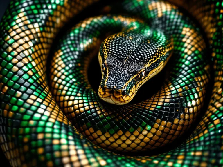 a green and gold snake