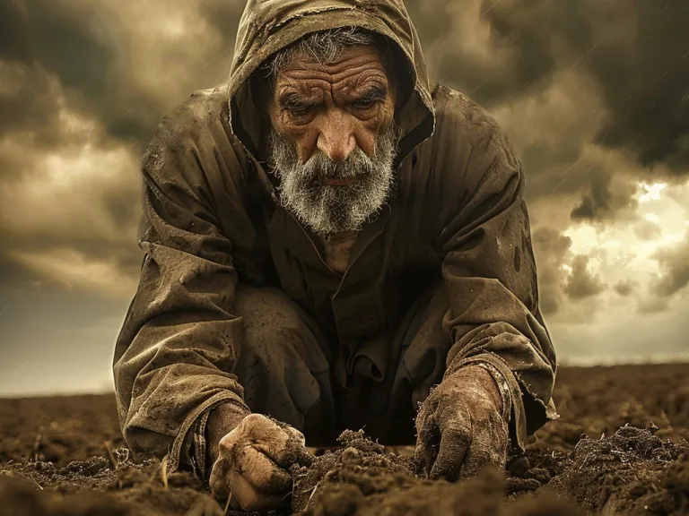 an old man bending on the ground 