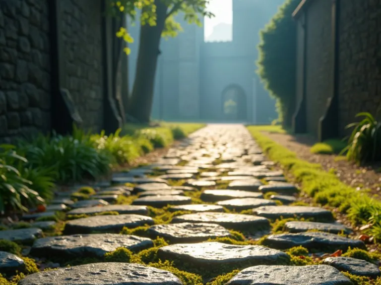 We should not delay in making any of the necessary changes in our lives, thinking we have plenty of time. a stone path with buildings on all sides