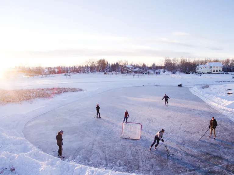 Our manner of life, purpose for life, faith in Him and perseverance are all part of the process. God is grooming His “team” to be the star team for all eternity. People playing hockey outside.