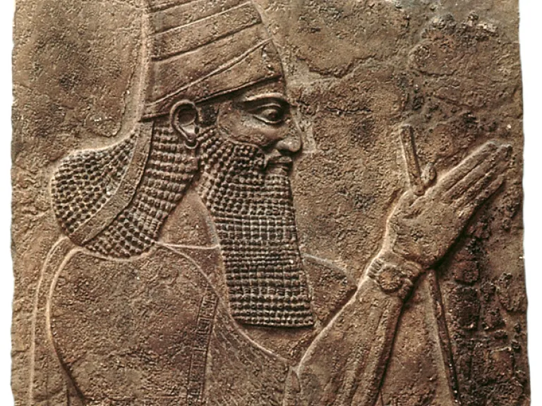 This portrait of the Assyrian monarch Tiglath-Pileser III was found in his palace at Nimrud 26 centuries after his invasion of Israel in 745 B.C.