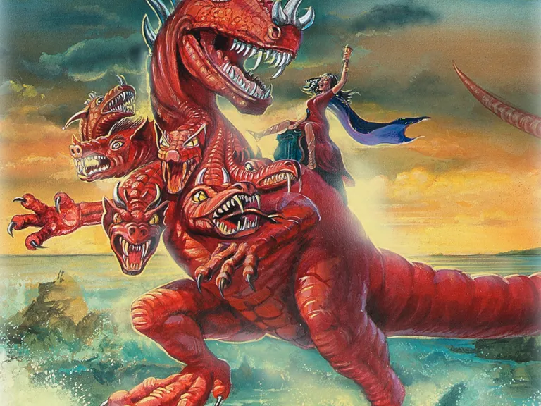 The woman on the beast will be the pride of this world. But she will also have been the relentless persecutor of true Christians. An artist's rendition of the woman riding the beast mentioned in Revelation 17.