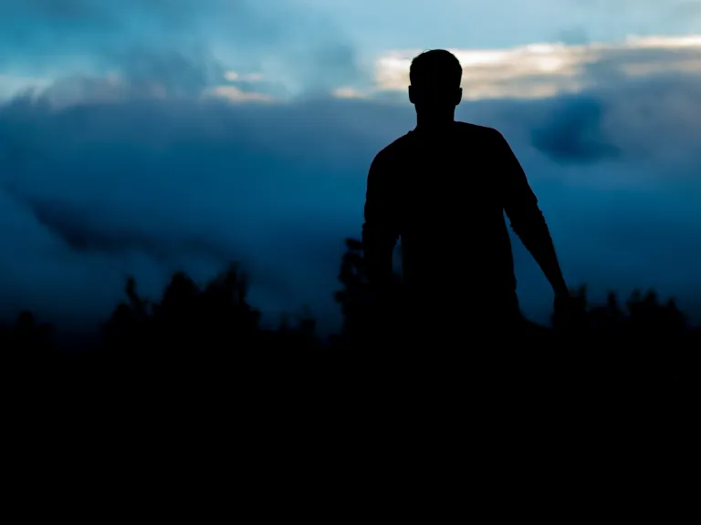 When angels are seen in Scripture, they usually appear in the form of human beings, specifically as men—adult males, not women or children. A silhouette of young man.