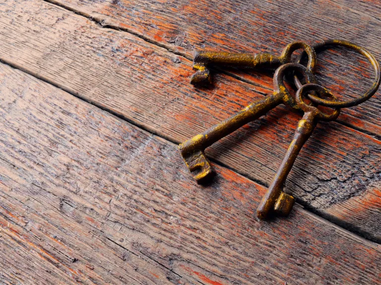 These three keys can aid you in building physical fitness, they are significantly more applicable in developing spiritual fitness. Three old skeleton keys laying on an old wood table.
