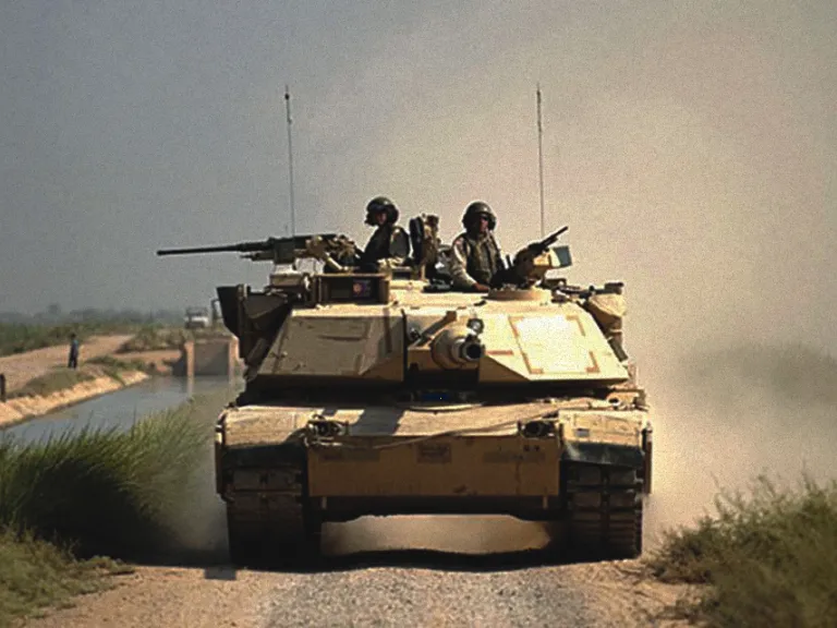 U.S. Army M1A1 battle tank in Iraq in 2004.