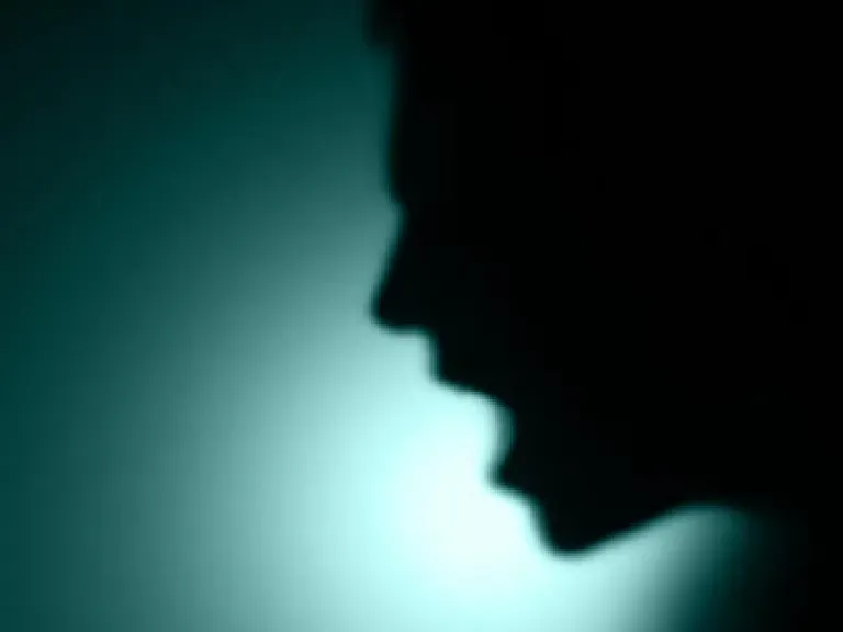 Shadow of person yelling.