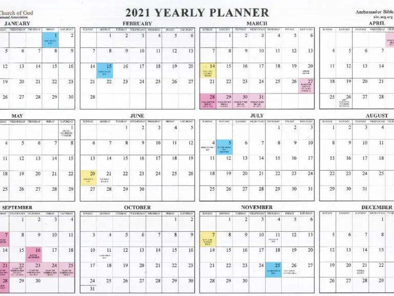 Order an ABC Magnetic Yearly Calendar United Church of God