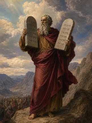 Moses holding the ten commandments