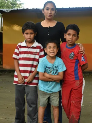 Woman with three children