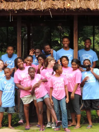 Campers and staff in the Caribbean