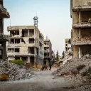 A photo of bombed-out Daraa, a city in southwestern Syria, located 90 kilometres south of Damascus on the Damascus–Amman highway.