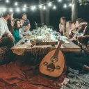 a group of people seated around a table